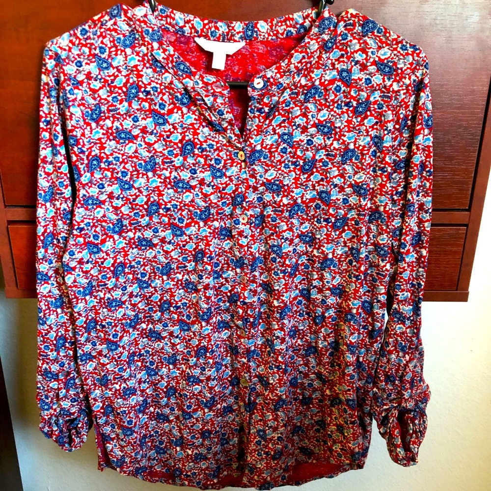 Lucky Brand long sleeve button up shirt paisley vintage design